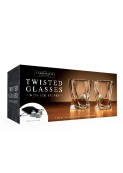Connoisseur Creations Clear Twisted Glass with Ice Stones Set of 2