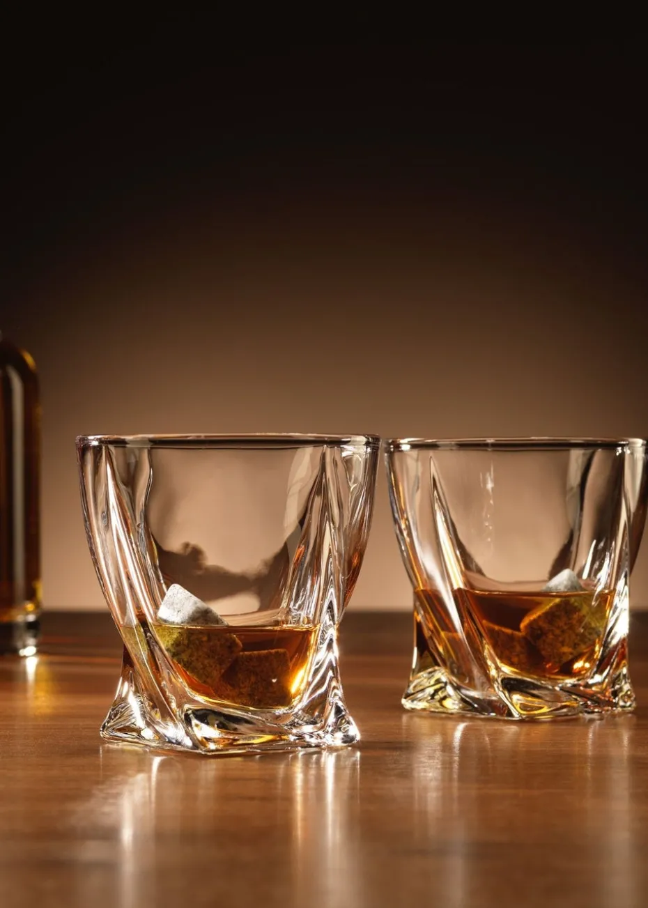 Connoisseur Creations Clear Twisted Glass with Ice Stones Set of 2