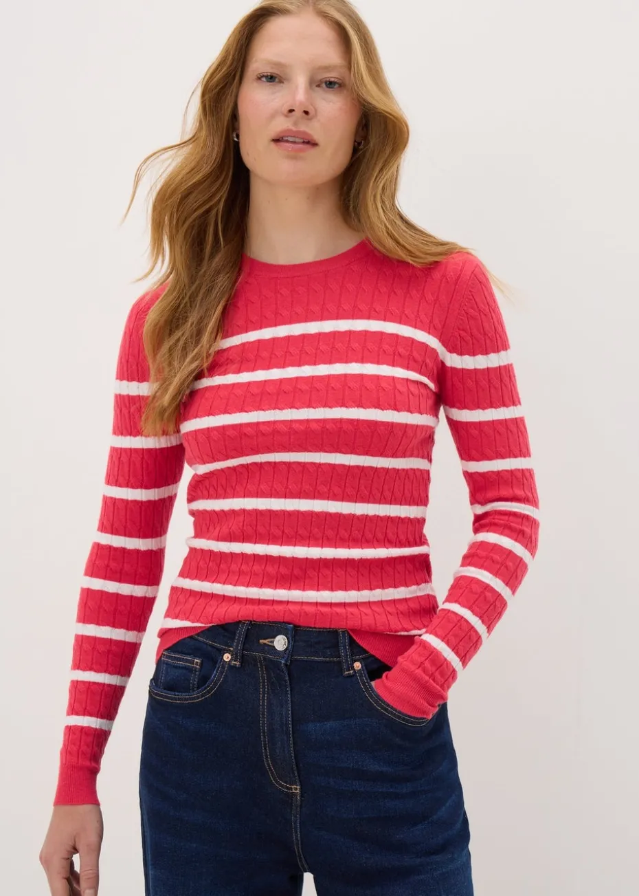 Coral Baby Cable Stripe Jumper
