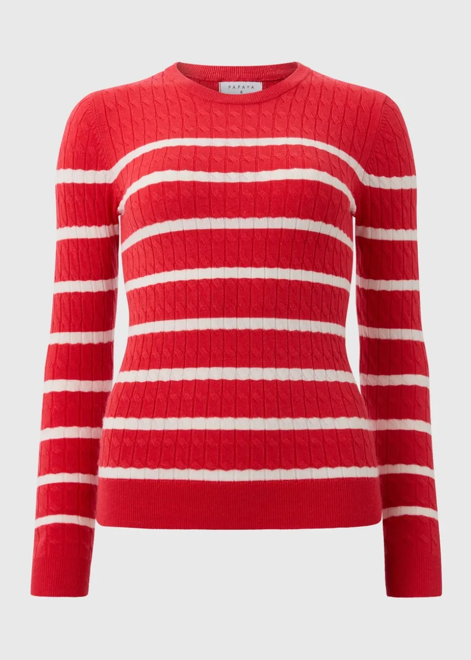 Coral Baby Cable Stripe Jumper