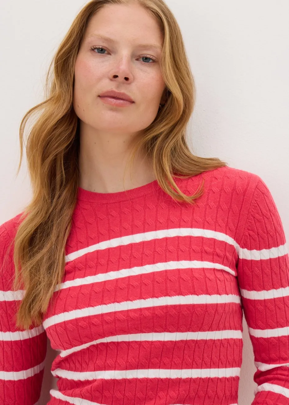 Coral Baby Cable Stripe Jumper