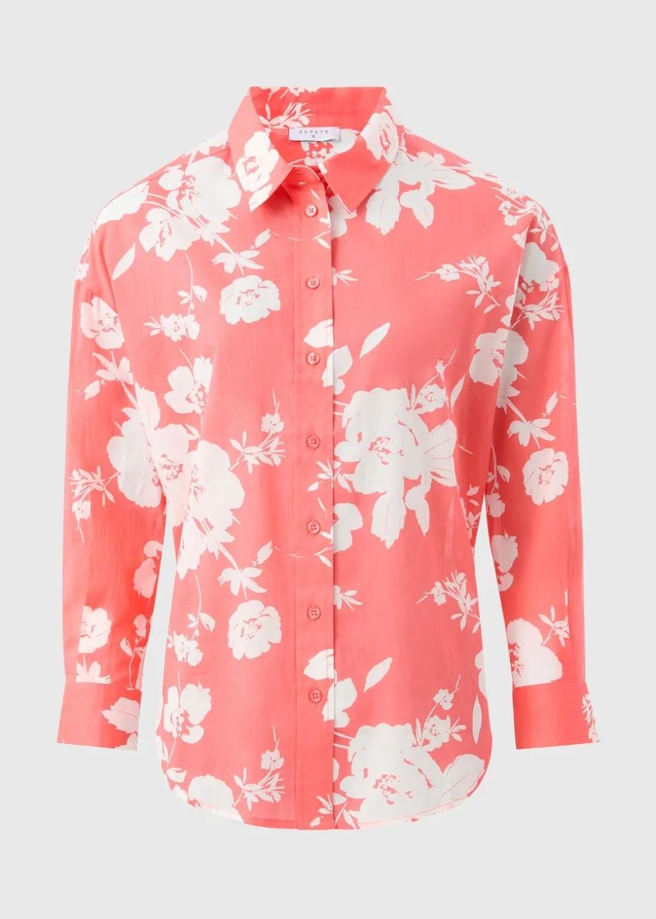 Coral Cotton Floral Shirt