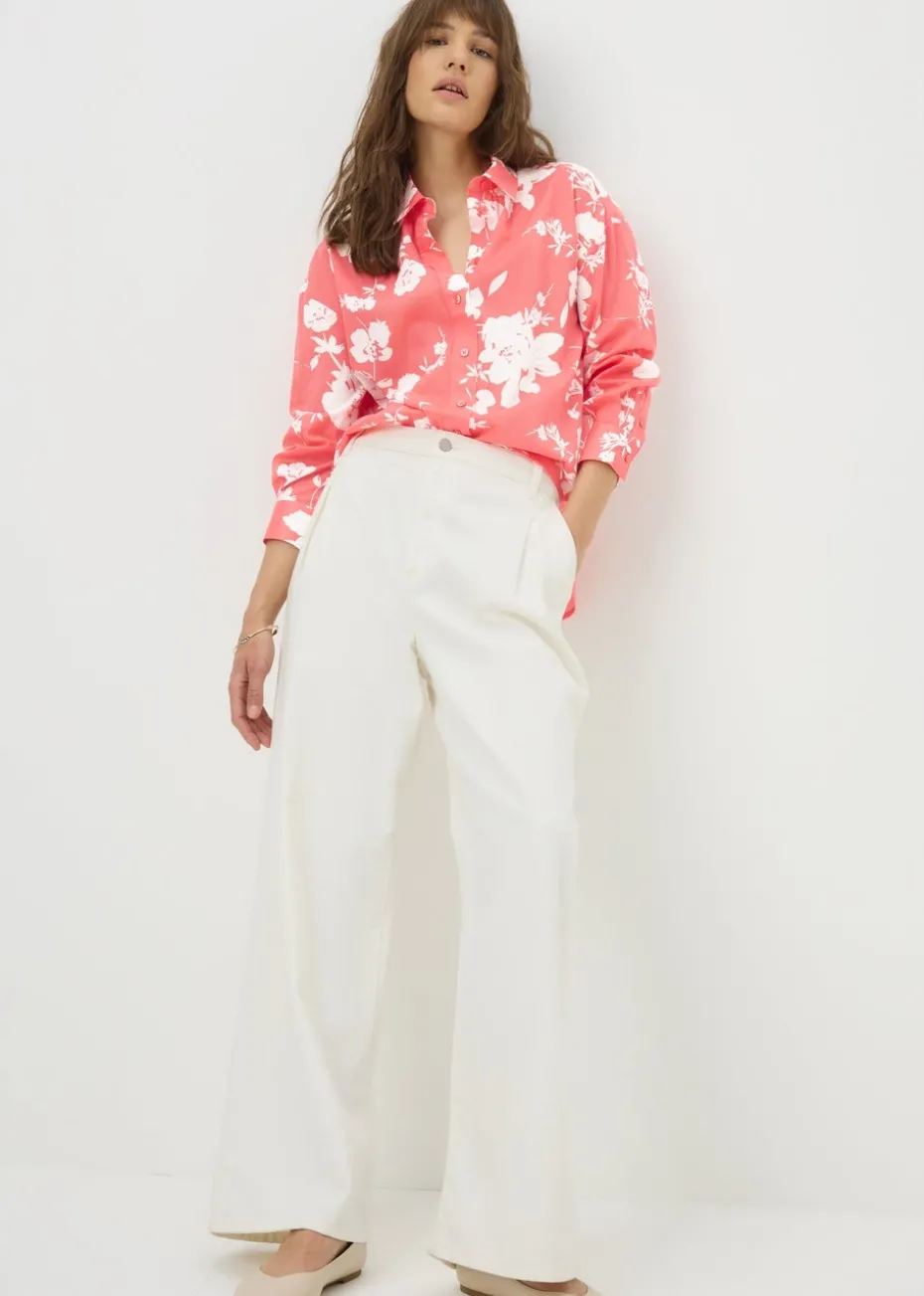 Coral Cotton Floral Shirt