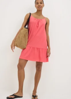 Coral Crinkle Cami Mini Dress