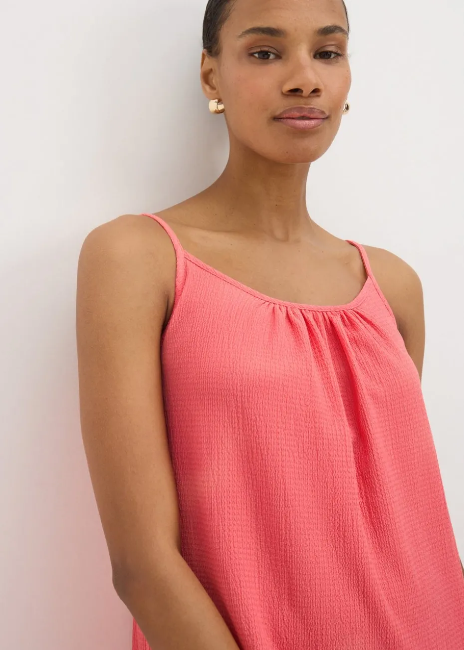 Coral Crinkle Cami Mini Dress