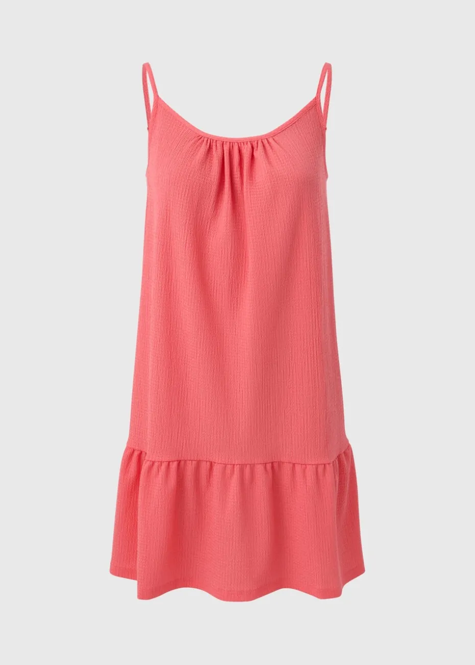 Coral Crinkle Cami Mini Dress