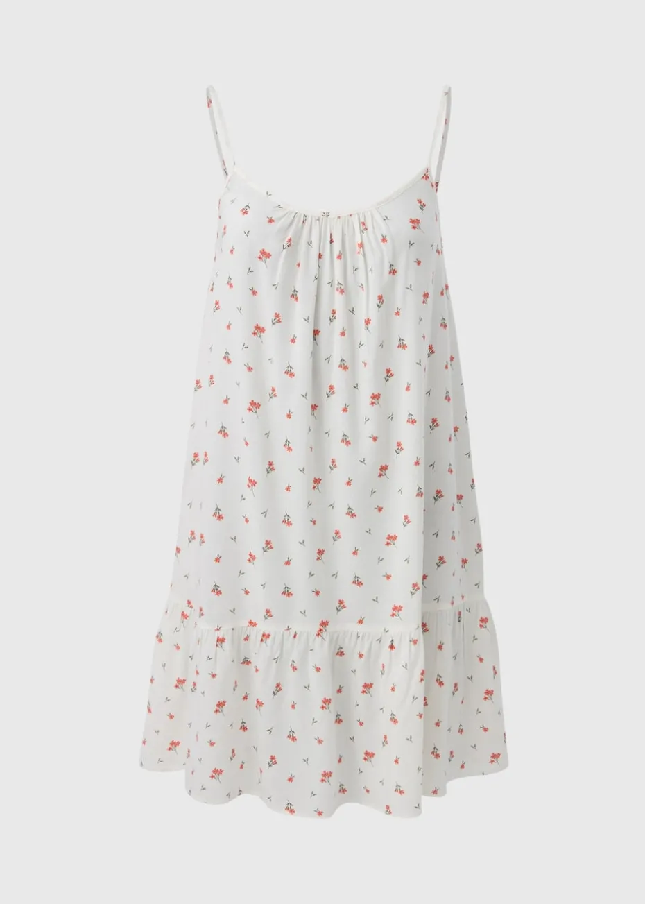 Coral Ditsy Floral Cami Mini Dress