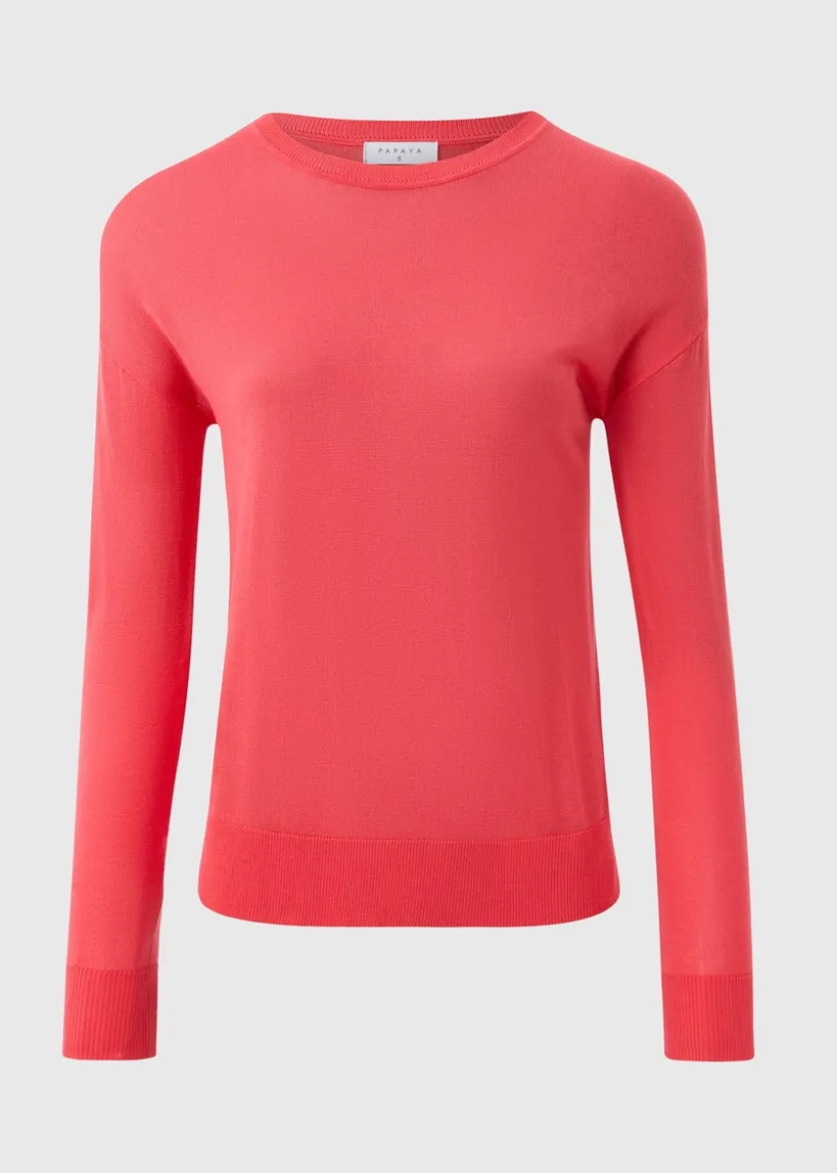 Coral Fine Knit Long Sleeve Jumper