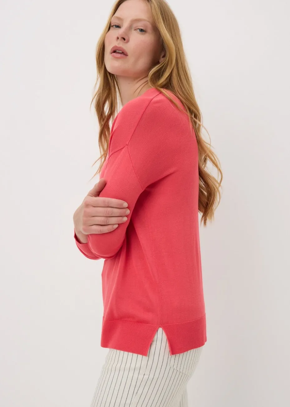 Coral Fine Knit Long Sleeve Jumper