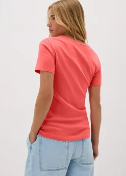 Coral Fitted Cotton T-Shirt