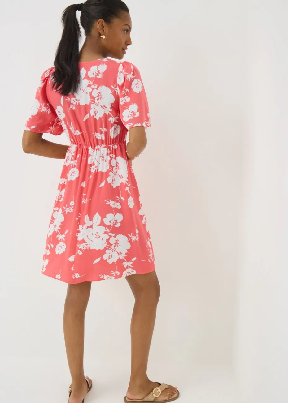 Coral Floral Mini Tea Dress