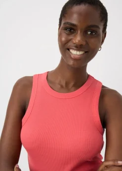 Coral High Neck Ribbed Vest