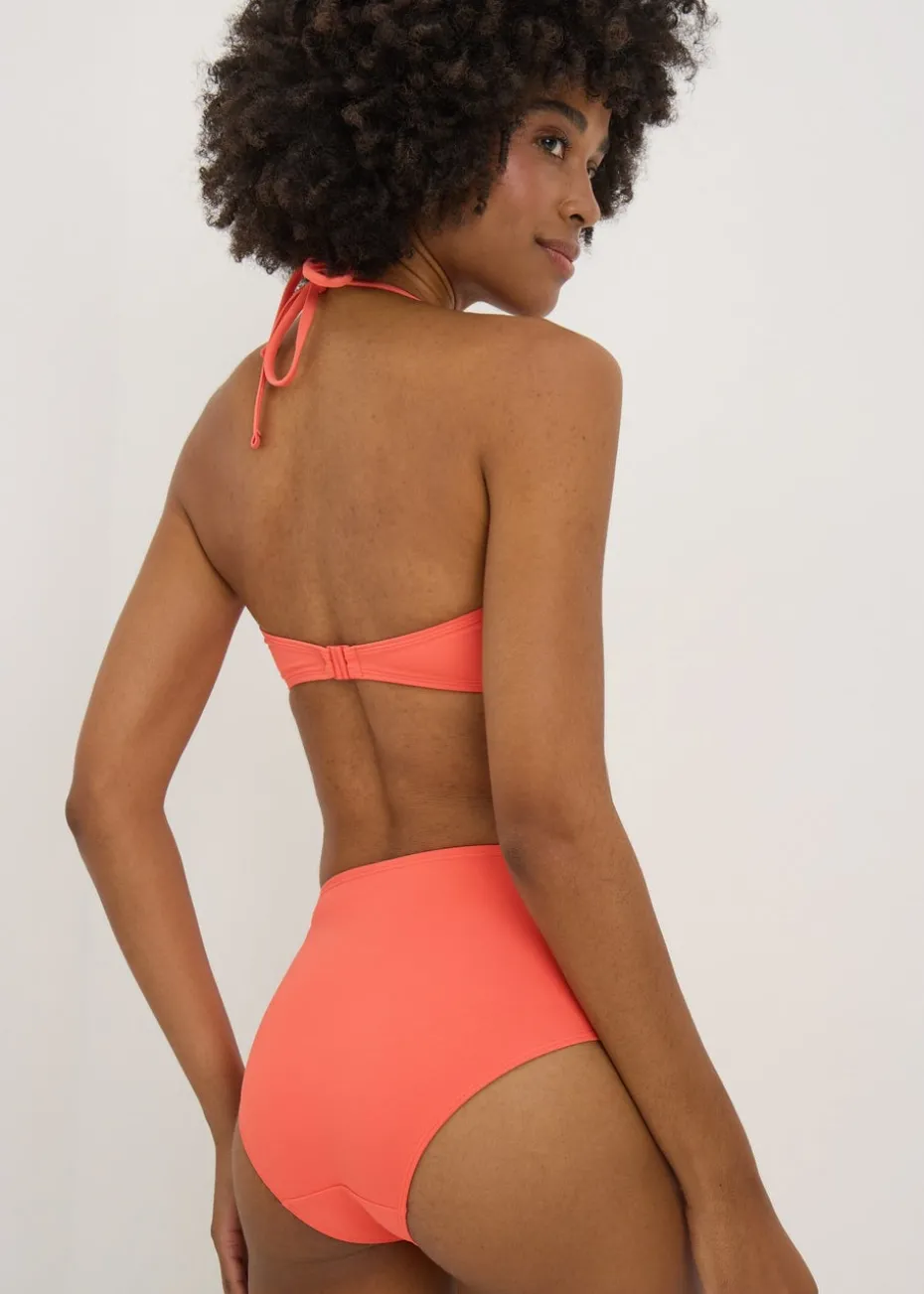 Coral High Waist Bikini Bottoms