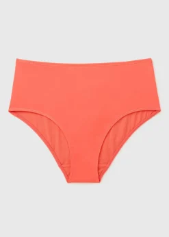 Coral High Waist Bikini Bottoms