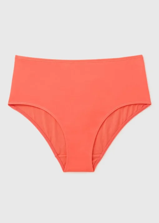 Coral High Waist Bikini Bottoms