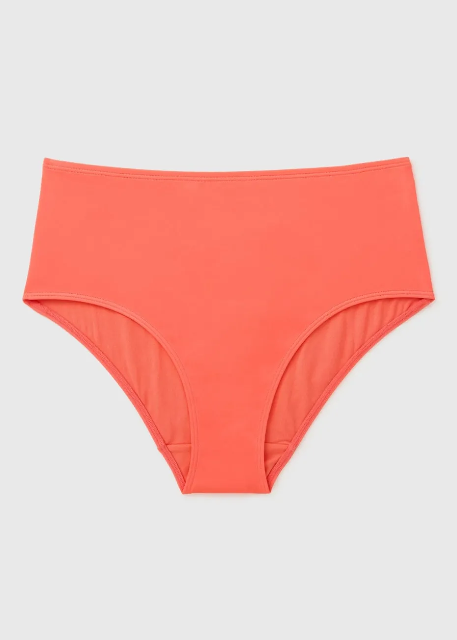 Coral High Waist Bikini Bottoms