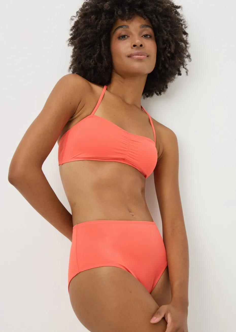 Coral High Waist Bikini Bottoms