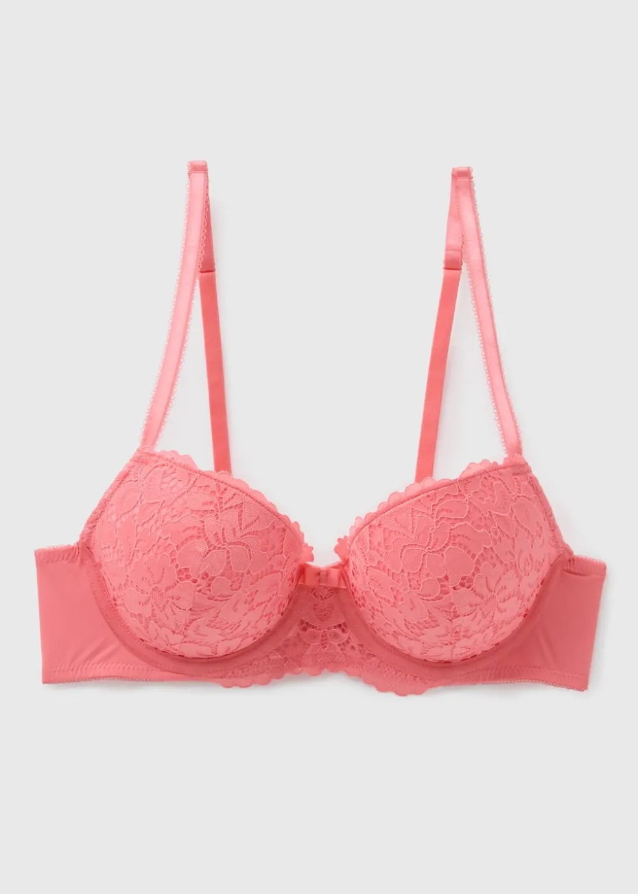 Coral Lace Detail Full Bra