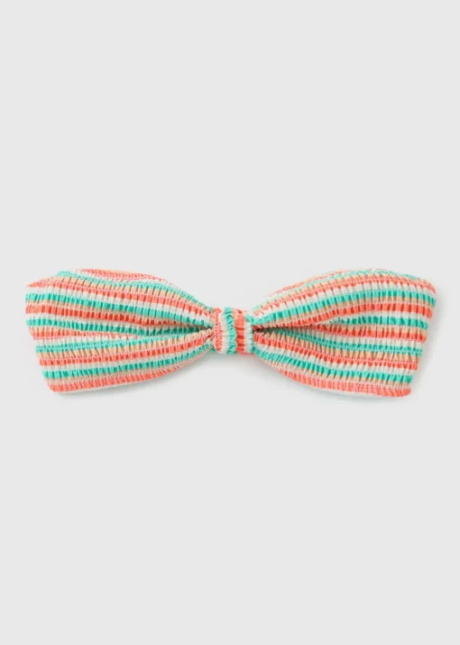 Coral Multi Stripe Bandeau Twist Bikini Top