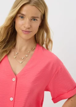 Coral Short Sleeve V-Neck Shirt