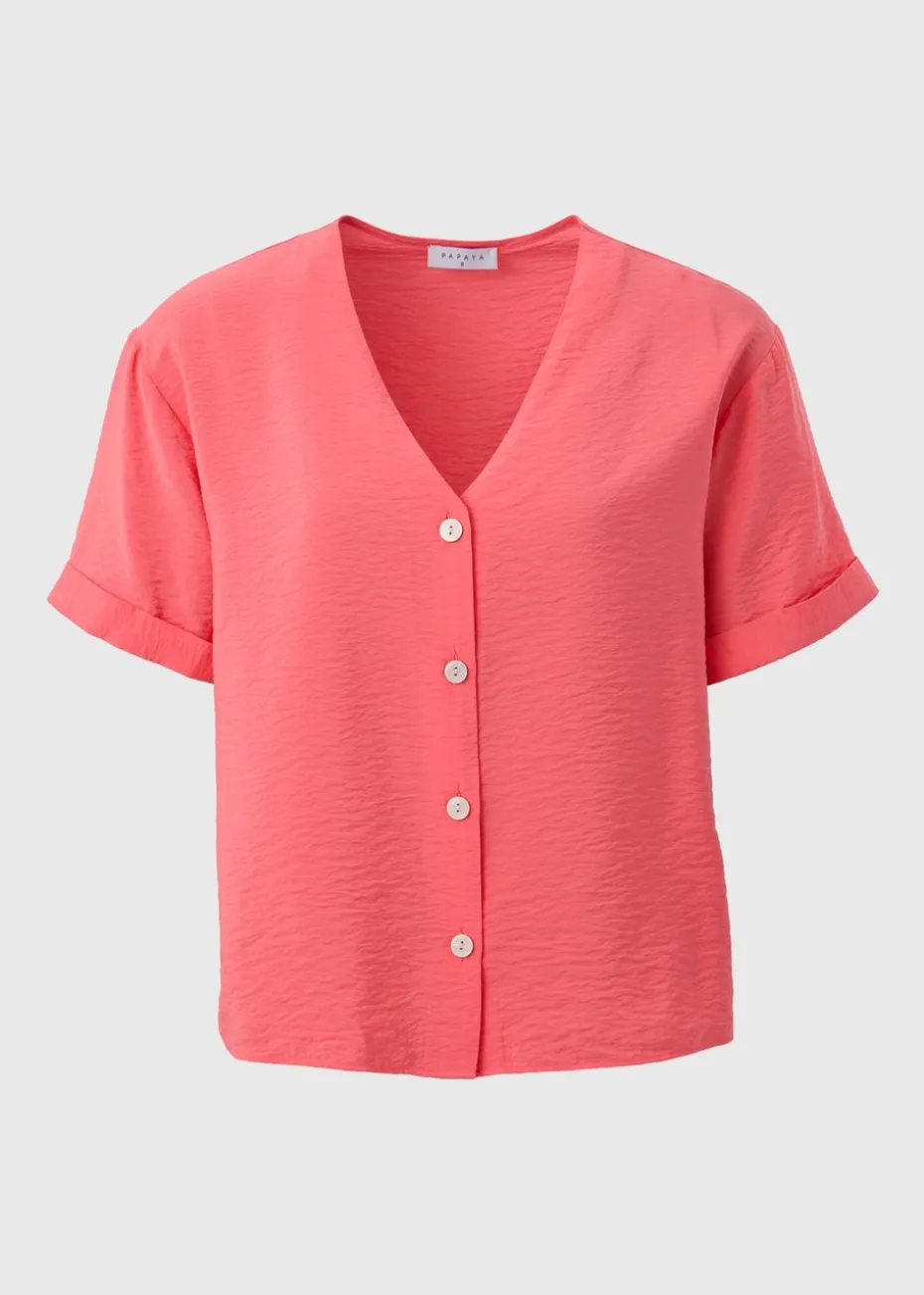 Coral Short Sleeve V-Neck Shirt