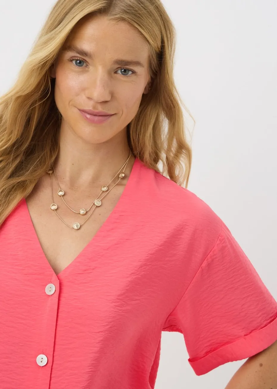 Coral Short Sleeve V-Neck Shirt