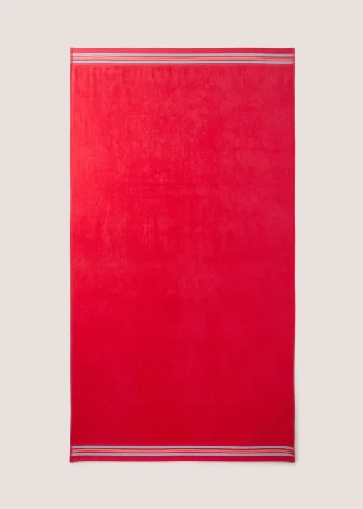 Coral Stripe Border Extra Large Towel