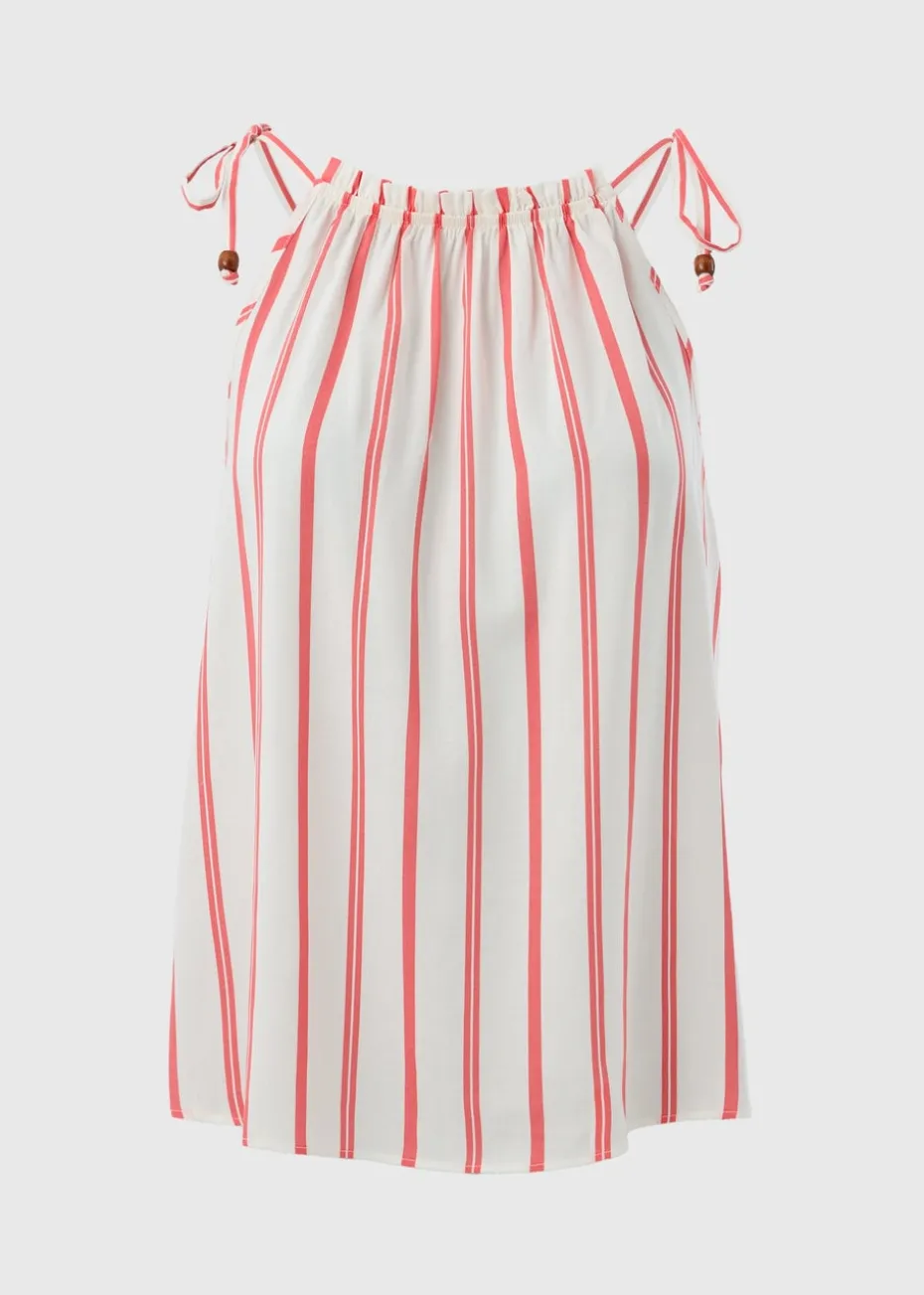 Coral Stripe High Neck Cami Top