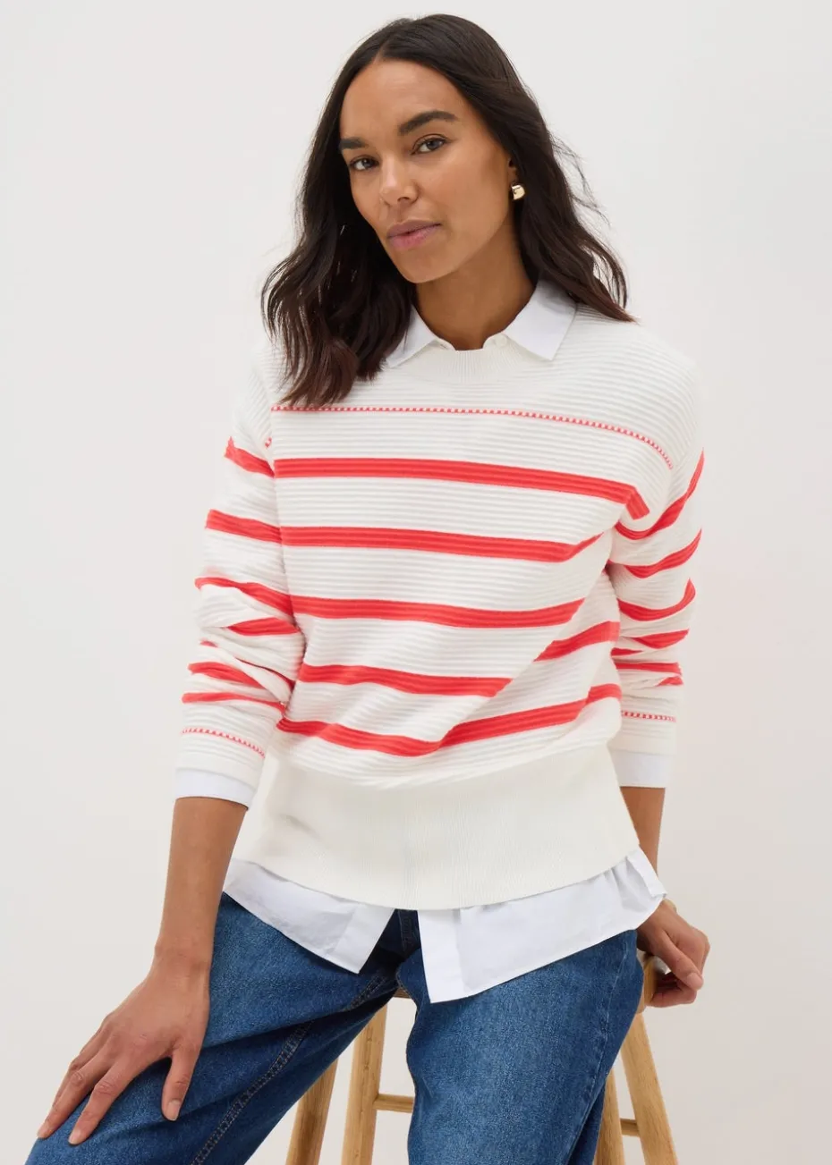 Coral Stripe Knitted Jumper