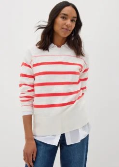 Coral Stripe Knitted Jumper