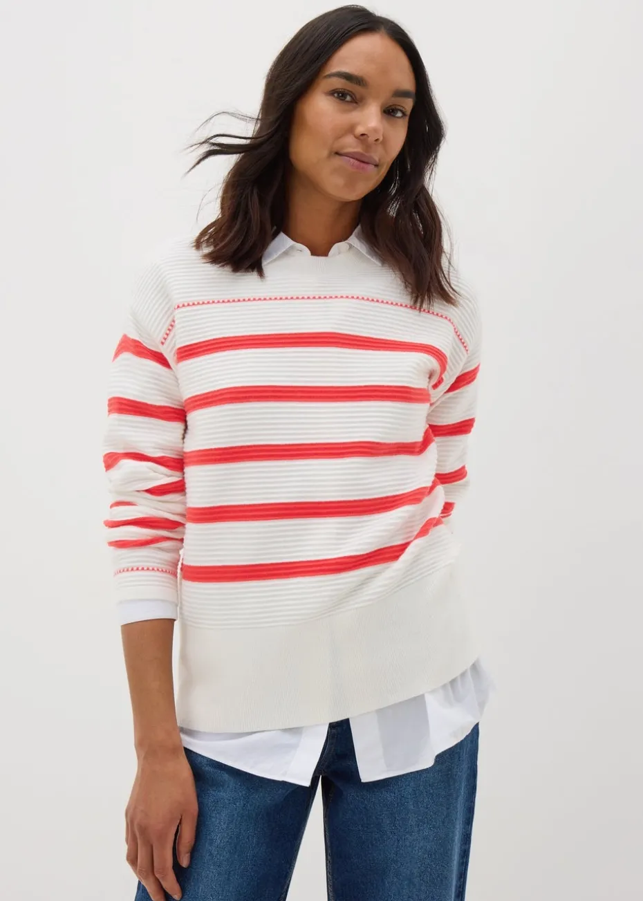 Coral Stripe Knitted Jumper