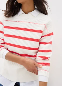 Coral Stripe Knitted Jumper