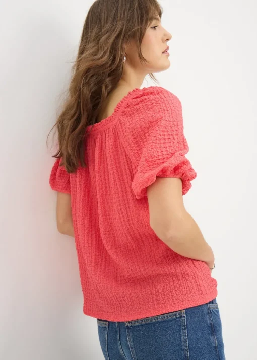 Coral Textured Gypsy Top