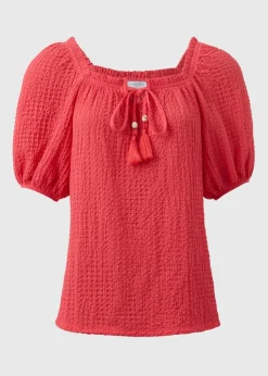 Coral Textured Gypsy Top