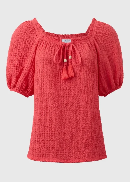 Coral Textured Gypsy Top