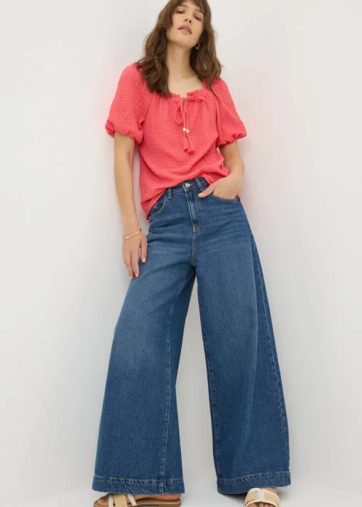 Coral Textured Gypsy Top
