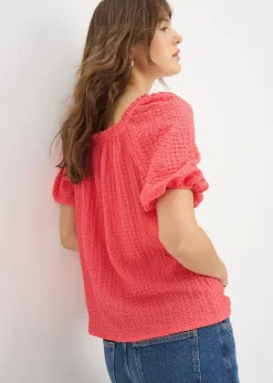 Coral Textured Gypsy Top