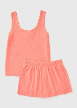 Coral Towelling Pyjama Set