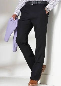 Cotton Traders Black Flat Front Supreme Easy-Care Trousers