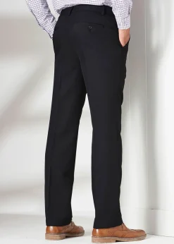 Cotton Traders Black Flat Front Supreme Easy-Care Trousers
