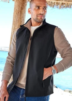 Cotton Traders Black Showerproof Fleece Lined Gilet Soft Shell