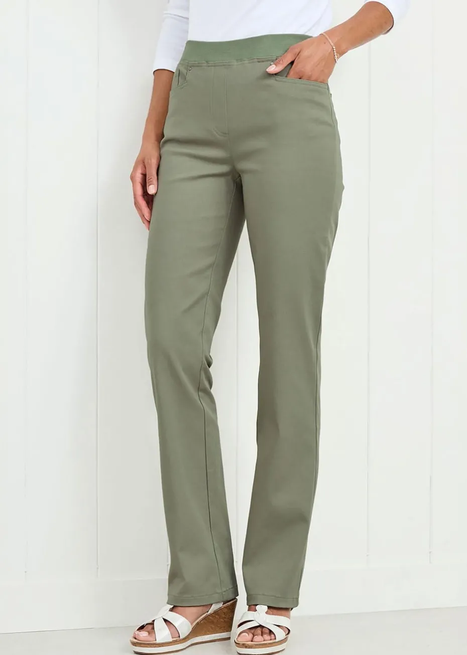 Cotton Traders Citron Premium Pull-On Twill Straight-Leg Jeans