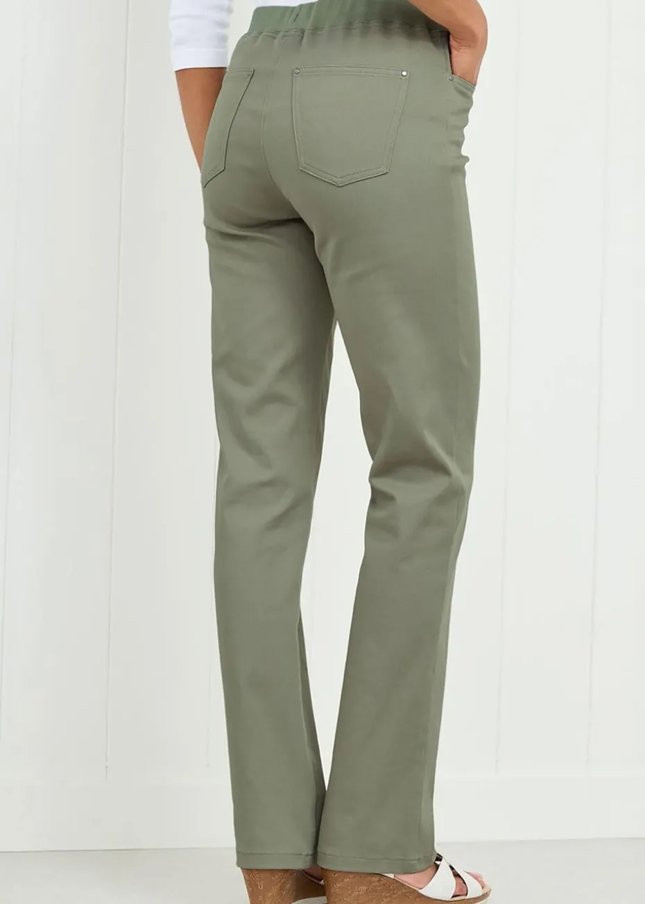 Cotton Traders Citron Premium Pull-On Twill Straight-Leg Jeans