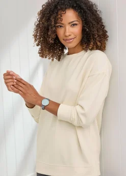 Cotton Traders Cream Soft Touch Longline Sweatshirt