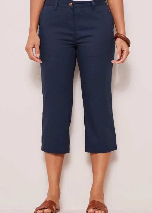 Cotton Traders Dark Blue Everyday Straight Leg Crop Trousers