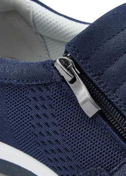 Cotton Traders Dark Blue Suede Side Zip Leisure Flex Trainers