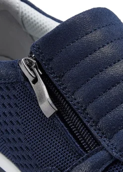 Cotton Traders Dark Blue Suede Side Zip Leisure Flex Trainers