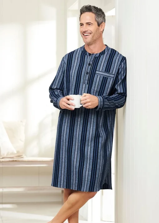Cotton Traders Dark Blue Brushed Cotton Nightshirt