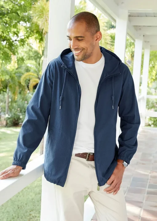 Cotton Traders Dark Blue Seersucker Jacket
