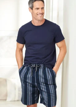 Cotton Traders Dark Blue Brushed Lounge Shorts